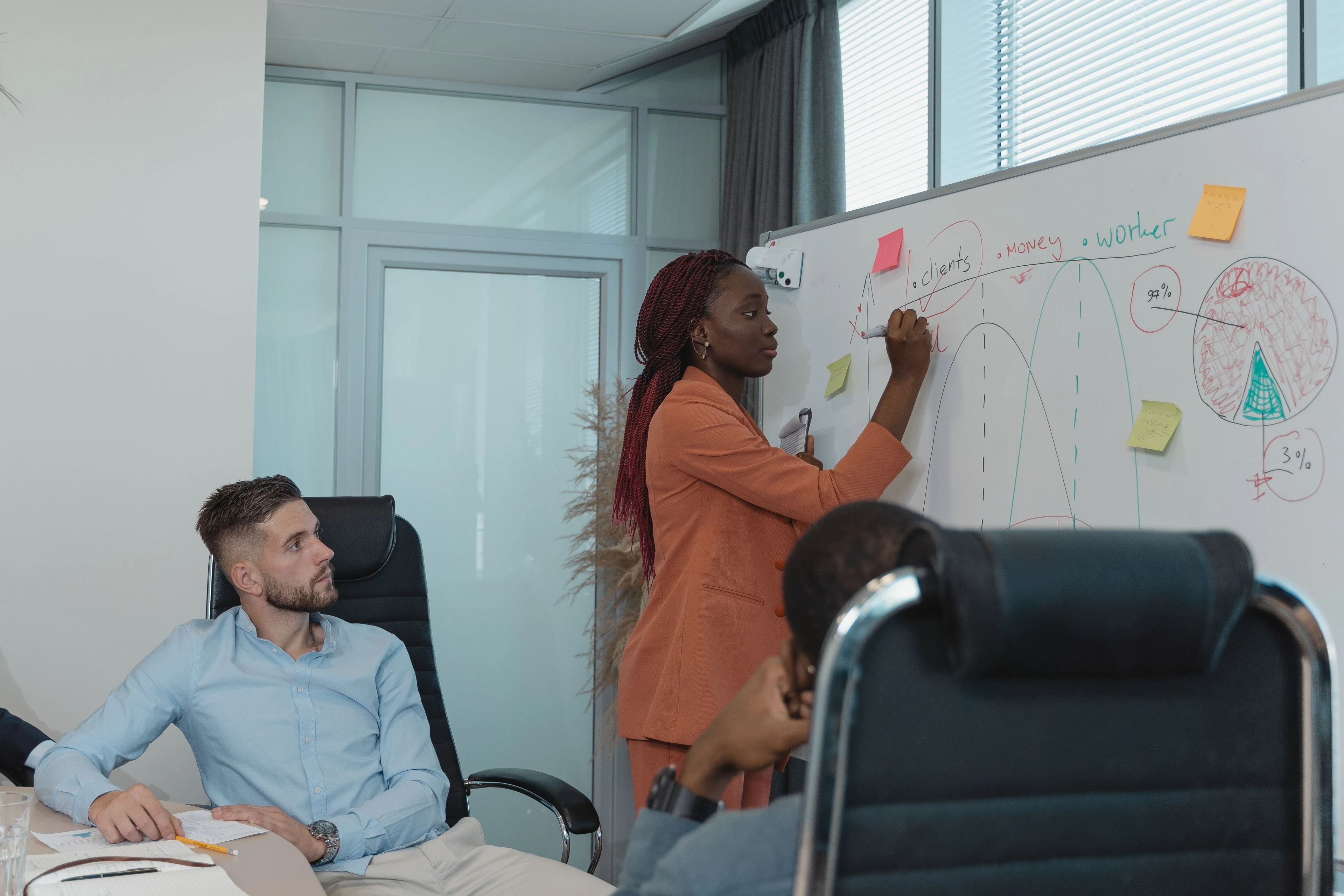 Engineer reviewing a process map with sticky notes during an AI automation audit